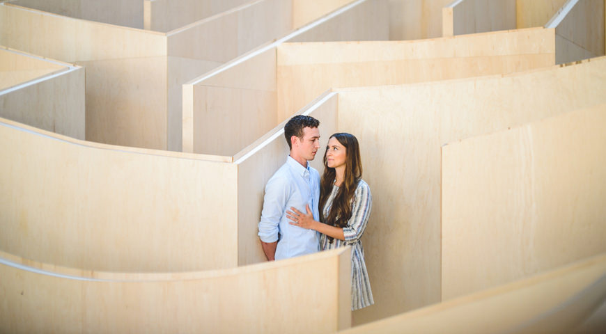 005 engagement session in a labyrinth