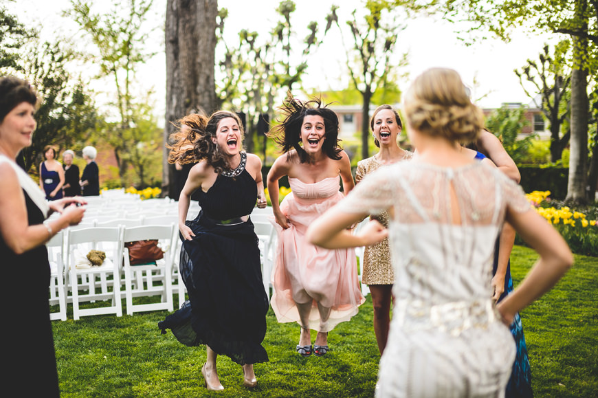014 wedding bridesmaids jumping for joy